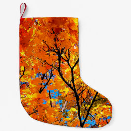 Meia De Natal Pequena Folhas de laranja