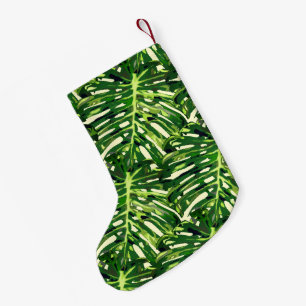 Meia De Natal Pequena Folhas de Monstera Tropicais