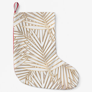 Meia De Natal Pequena Folhas de ouro: deco de arte.