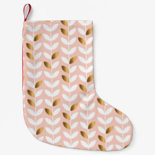 Meia De Natal Pequena Folhas Douradas Elegantes: Rosy Vintage.