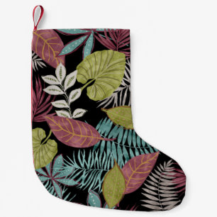 Meia De Natal Pequena Folhas escuras tropicais: Design de padrão têxtil