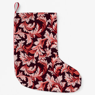 Meia De Natal Pequena Folhas Espirais Vintage Barrocas, Texturadas.