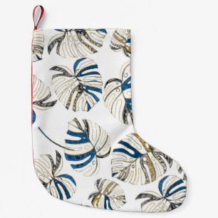 Meia De Natal Pequena Folhas tropicais coloridas, padrão moderno.