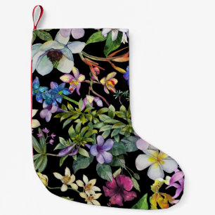 Meia De Natal Pequena Folhas tropicais de aquarela: padrão sem costura