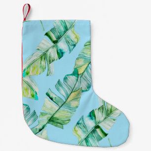 Meia De Natal Pequena Folhas tropicais de aquarelas, ilustração sem cost
