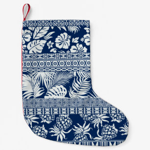 Meia De Natal Pequena Folhas tropicais de Hibiscus ornamento hawaitiano