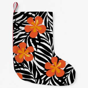 Meia De Natal Pequena Folhas tropicais de palma, estilo vintage applique