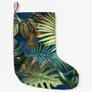 Meia De Natal Pequena Folhas tropicais, em forma geométrica