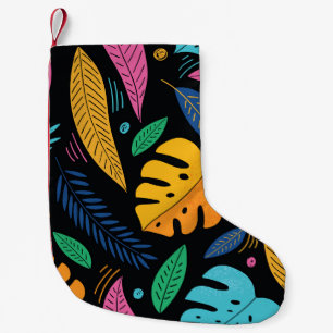 Meia De Natal Pequena Folhas tropicais modernas: fundo sem costura.