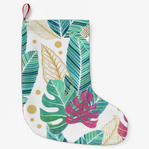 Meia De Natal Pequena Folhas tropicais. Padrão botânico uniforme. Vint