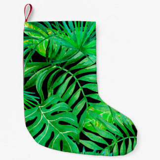 Meia De Natal Pequena Folhas tropicais sem costura