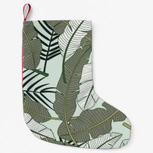 Meia De Natal Pequena Folhas tropicais sem costura