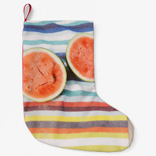 Meia De Natal Pequena Foto aproximada de frutas de melancia de fatia no 