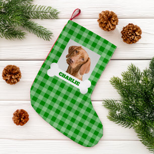 Meia De Natal Pequena Foto de animal de estimação e osso de cachorro com