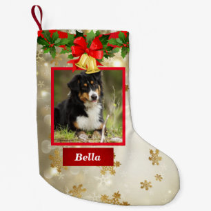 Meia De Natal Pequena Foto de Cachorro Fora de Natal Fofo Nome Personali