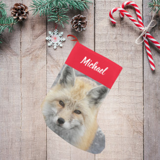 Meia De Natal Pequena Foto de Fox Vermelha Cura com Nome