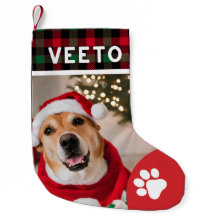Foto de Natal de cão personalizado ama xadrez verm