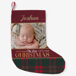 Meia De Natal Pequena Foto do Primeiro Padrão de Xadrez de Buffalo de Na