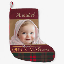 Meia De Natal Pequena Foto do Primeiro Padrão de Xadrez de Buffalo de Na