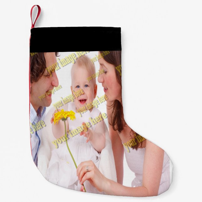 Meia De Natal Pequena Foto FAMILIAR ✨ Excelente Personalização (Frente)