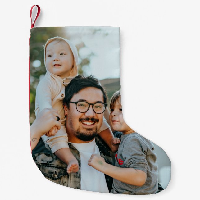 Meia De Natal Pequena Foto Personalizada (Frente)