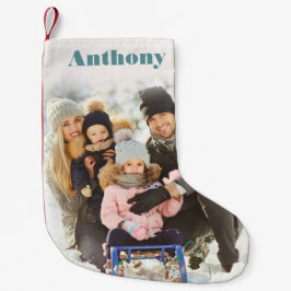 Meia De Natal Pequena Foto personalizada com nome