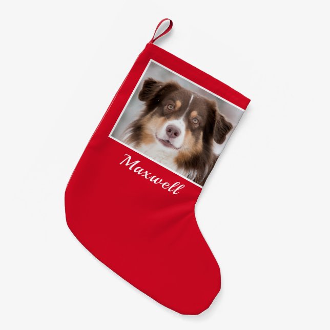 Meia De Natal Pequena Foto personalizada de cão (Frente (Pendurada))