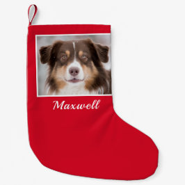Meia De Natal Pequena Foto personalizada de cão