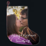 Meia De Natal Pequena Foto Personalizada Romântica Do Presente De Natal<br><div class="desc">Uma estocagem especial de Natal com uma fotografia da sua escolha. Um belo presente para a sua querida que será precioso e reutilizado todos os anos.</div>
