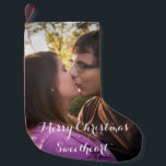 Meia De Natal Pequena Foto Personalizada Romântica Do Presente De Natal<br><div class="desc">Uma estocagem especial de Natal com uma fotografia da sua escolha. Um belo presente para a sua querida que será precioso e reutilizado todos os anos.</div>