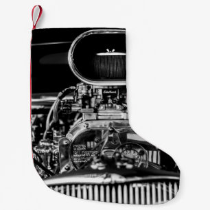 MEIA DE NATAL PEQUENA FOTOGRAFIA EM GRAYSCALE DO MOTOR DE CARRO VINTAGE