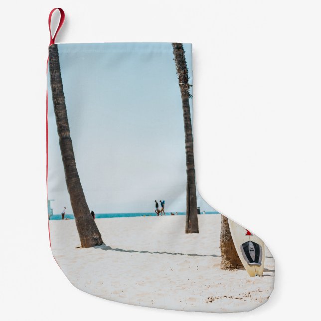 Meia De Natal Pequena Fotografia seletiva da prancha branca (Frente)