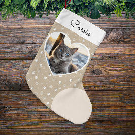 Meia De Natal Pequena Fotos de Animais de Estimação Aconchegantes Creme 