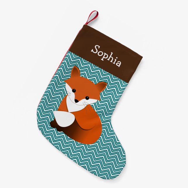 Meia De Natal Pequena Fox Personalizada (Frente (Pendurada))