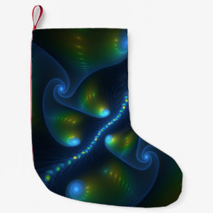 Meia De Natal Pequena Fractal do amarelo do verde azul do abstrato das
