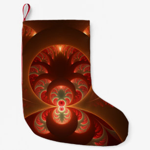 Meia De Natal Pequena Fractal moderno abstrato luminoso do vermelho
