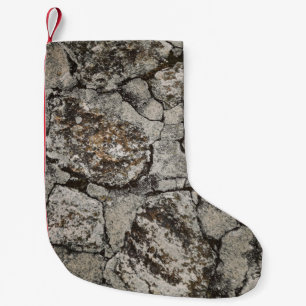 Meia De Natal Pequena Fragmento de pedra negra e cinza