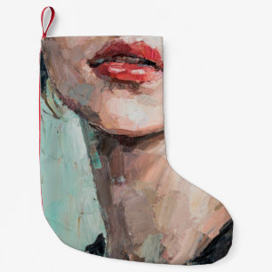 Meia De Natal Pequena Fragmento de pintura artística. Retrato de uma gar