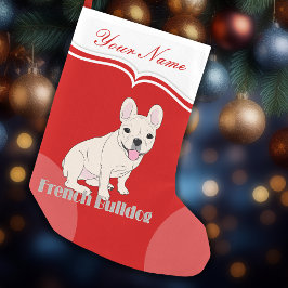 Meia De Natal Pequena Francês Bulldog White Cream Frenchie