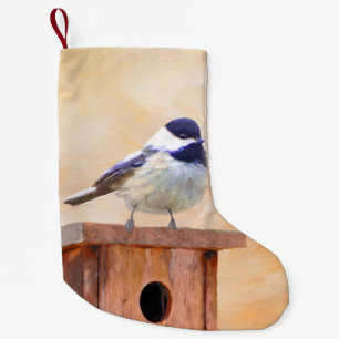 Meia De Natal Pequena Frango no Birdhouse Painting Arte Original de Pás