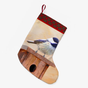 Meia De Natal Pequena Frango no Birdhouse Painting Arte Original de Pás