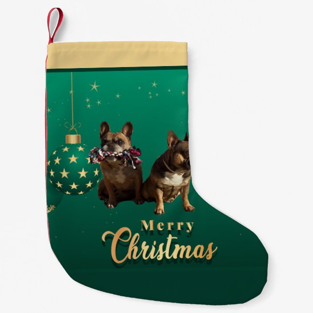 Meia De Natal Pequena Französische Bulldoggen Weihnachten Schmuck (Frente)