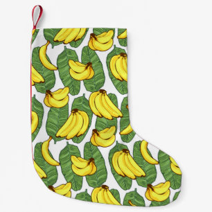 Meia De Natal Pequena Fruta de Banana deixa padrão tropical