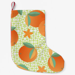 Meia De Natal Pequena Fruta Exótica Laranja: Vintage Tropical.