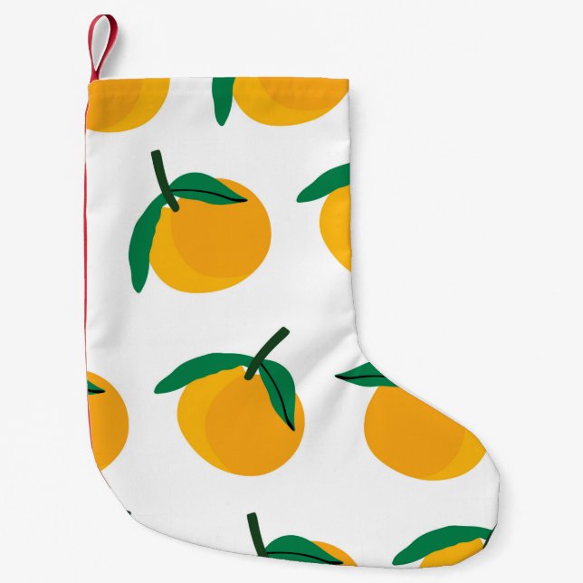 Meia De Natal Pequena fruta laranja com tela de fundo branca (Frente)