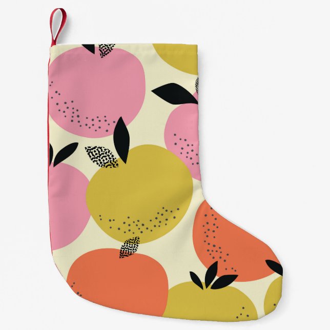 Meia De Natal Pequena Fruta Laranja, Padrão De Verão Invisível. (Frente)