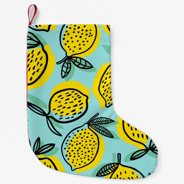 Meia De Natal Pequena Frutas de limão: padrão de colheita de verão. (Frente)