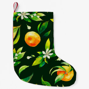 Meia De Natal Pequena Frutas e folhas de citrinos sem costura