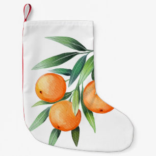 Meia De Natal Pequena Frutas Laranja De Aquarela: Ramais Isolados.