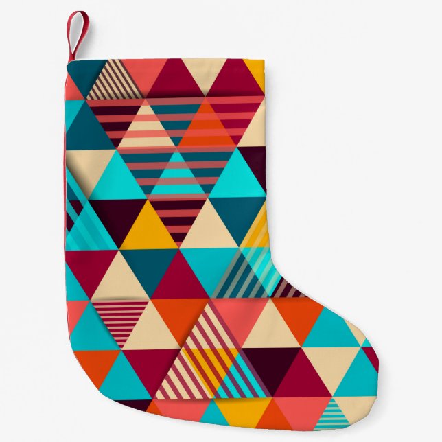 Meia De Natal Pequena Fundo abstrato com formas de triângulo. Moderno g (Frente)